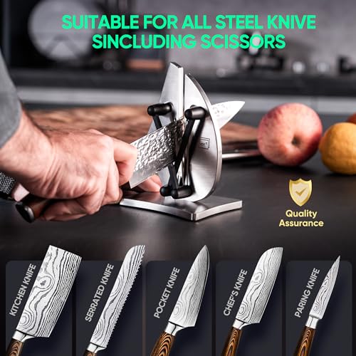 Grihot VN3 Professional Knife Sharpener | 3-Action Streamlined Sailboat Design for Effortless Knife Sharpening - The Ultimate Tool for Precision 11 to 21 Degree Angles (Upgrade Stainless Steel) - Image 5
