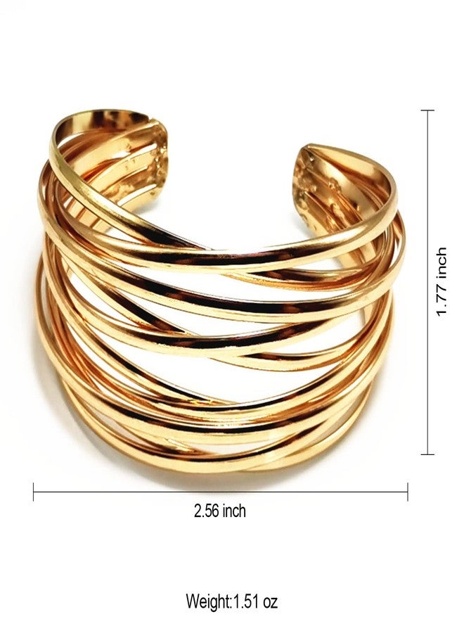 YBMYCM Chunky Gold Cuff Bracelet for Women Gold Line Web Wrist Cuff Bangle Bracelet Fashion Costume Jewelry - Image 5