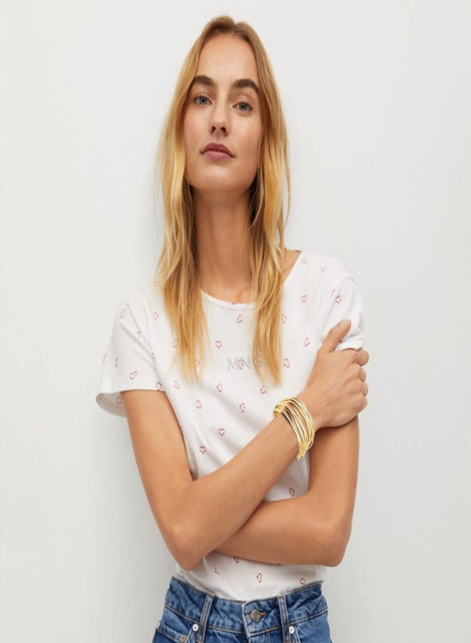 YBMYCM Chunky Gold Cuff Bracelet for Women Gold Line Web Wrist Cuff Bangle Bracelet Fashion Costume Jewelry - Image 2