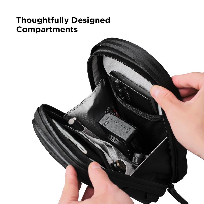 ALPAKA Metro Sling V2 RFID Blocking Crossbody Bag for Daily Commuting and Travel, Compact EDC Sling with Adjustable Strap, MOLLE Compatible, YKK Zippers, Recycled Axoflux 300D, Black - Image 3