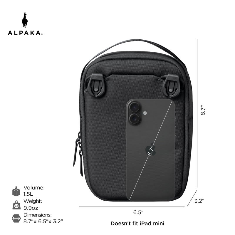 ALPAKA Metro Sling V2 RFID Blocking Crossbody Bag for Daily Commuting and Travel, Compact EDC Sling with Adjustable Strap, MOLLE Compatible, YKK Zippers, Recycled Axoflux 300D, Black - Image 5