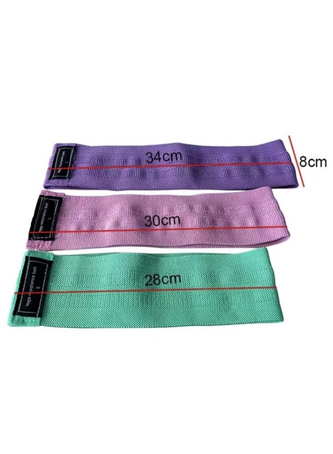واي جيه الساقين والوركين 3 قطع غير قابلة للانزلاق مرنة رياضية حزام اللياقة البدنية 66X8 سم 66X8 سم أرجواني وردي أخضر - Image 2