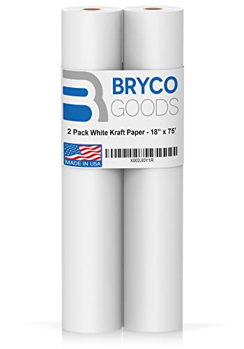 Bryco Goods Bryco Goods Kraft Paper Roll  18 x 75 900  Pack of 2  White Easel Paper for Drawing Painting Arts  Crafts Bulletin Boards and Gift Wrapping  Made in The USA 