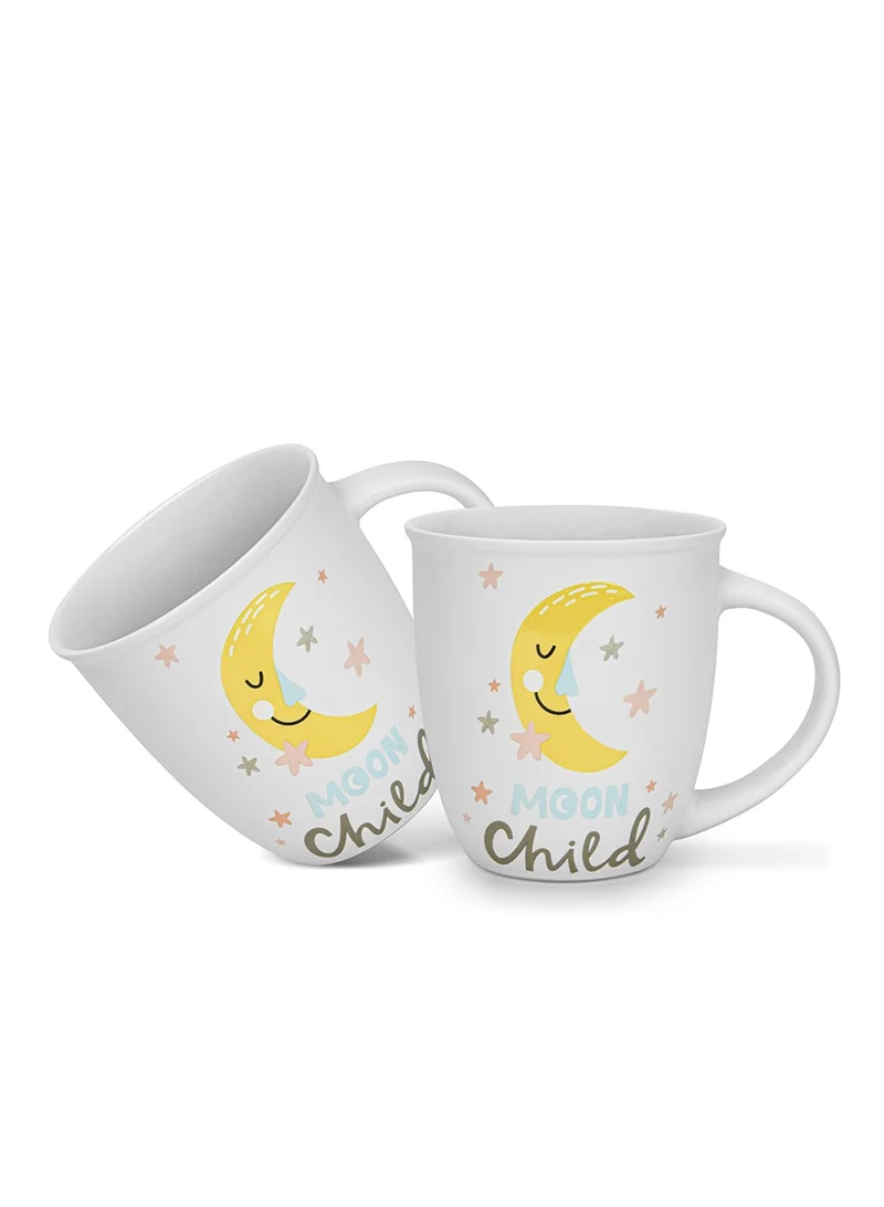 فيسمان 2-Piece Mugs 380ml Moon Child Coffee Mugs Set Couple Mug Valentines Day, New Bone China with Non Slip Bottom Coffee Cups for for Tea, Coffee, Present For Her/Him, Surprise Gift For Heart Day