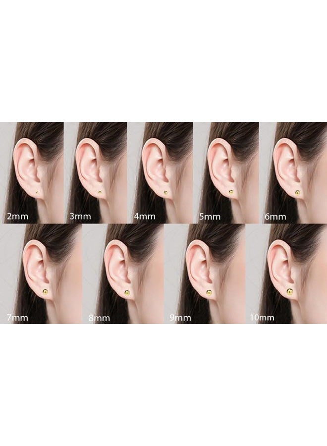 NEWITIN 9 Pairs Gold Ball Stud Earrings for Women Hypoallergenic Earrings 18K Gold Plated Ball Earrings Set 2-10 MM Small Studs for Women Men - Image 5