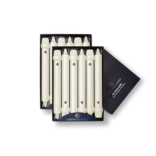 Colonial Candle Unscented Taper Candle, Classic Collection, Ivory, 8 In, Pack of 12 - Up to 6 Hours Burn - Image 1