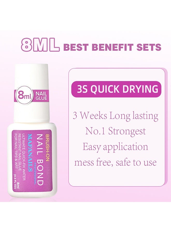 JS Super Strong Nail Glue for Nail Tips 8ml, Acrylic Nails and Press On Nails, Nail Bond Brush On Nail Glue for Press On Nails Long Lasting Nail Glue for Acrylic Nails Fake Nails Tips - Image 5