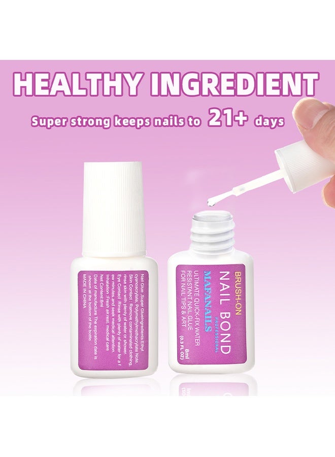 JS Super Strong Nail Glue for Nail Tips 8ml, Acrylic Nails and Press On Nails, Nail Bond Brush On Nail Glue for Press On Nails Long Lasting Nail Glue for Acrylic Nails Fake Nails Tips - Image 2