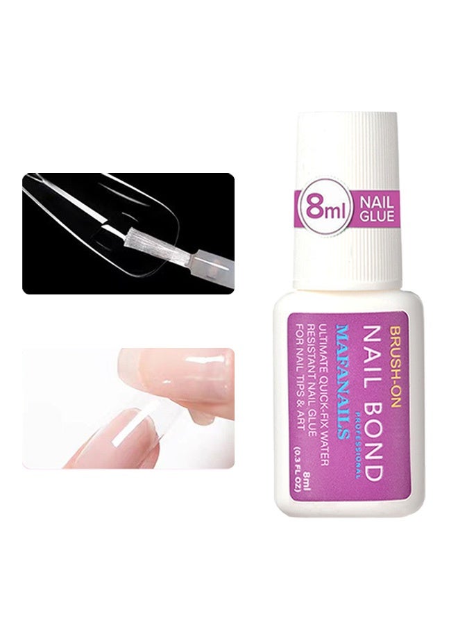 JS Super Strong Nail Glue for Nail Tips 8ml, Acrylic Nails and Press On Nails, Nail Bond Brush On Nail Glue for Press On Nails Long Lasting Nail Glue for Acrylic Nails Fake Nails Tips - Image 1