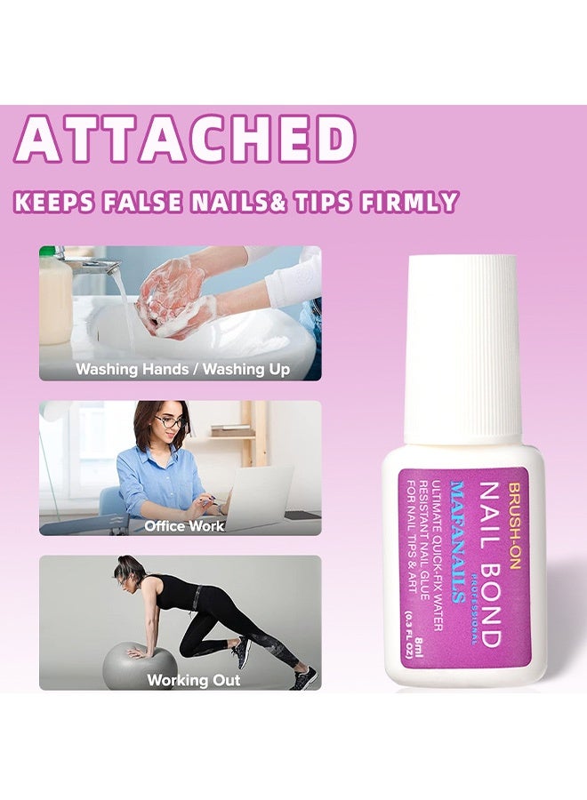 JS Super Strong Nail Glue for Nail Tips 8ml, Acrylic Nails and Press On Nails, Nail Bond Brush On Nail Glue for Press On Nails Long Lasting Nail Glue for Acrylic Nails Fake Nails Tips - Image 3