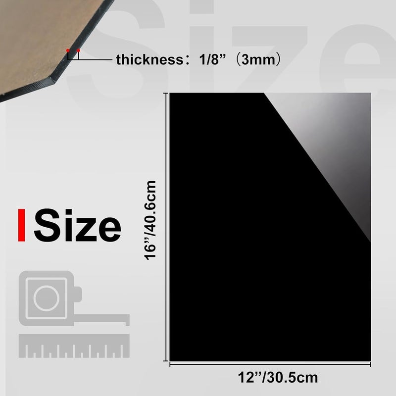 اي ار اس ألواح أكريليك ARS مقاس 12×16، سمك 1/8 بوصة، زجاج شبكي أسود للمشاريع اليدوية - Image 2