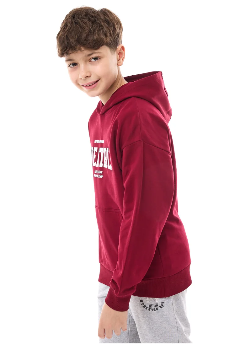 victor and jane Boys "UNBEATABLE" Graphic Printed Hoodie