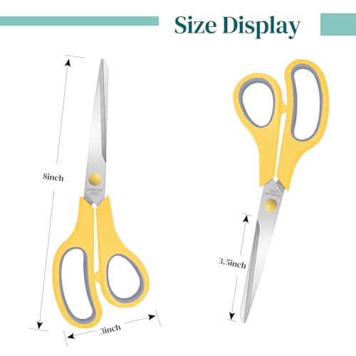 Xnluothsk 9 Packs 8" Sewing Craft Scissors Bulk,Multipurpose Heavy Duty Sharp Paper Scissors,All Purpose Stainless Steel Scissors for Home Office Student Teacher Supplies - Image 3