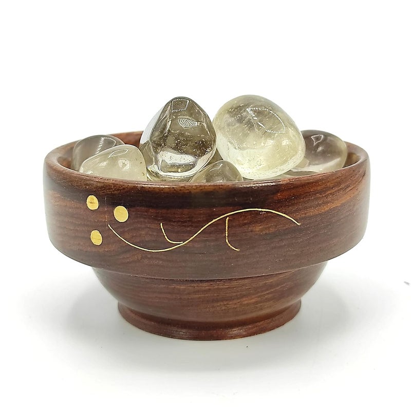 Plus Value Indian Smokey Smoky Quartz Tumbles Stone Pebbles Tumbled Healing Crystal Metaphysical Healing Chakra Stone 300Grams Wooden Bowl - Image 5