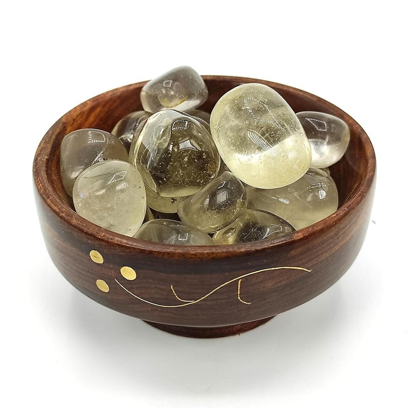 Plus Value Indian Smokey Smoky Quartz Tumbles Stone Pebbles Tumbled Healing Crystal Metaphysical Healing Chakra Stone 300Grams Wooden Bowl - Image 4