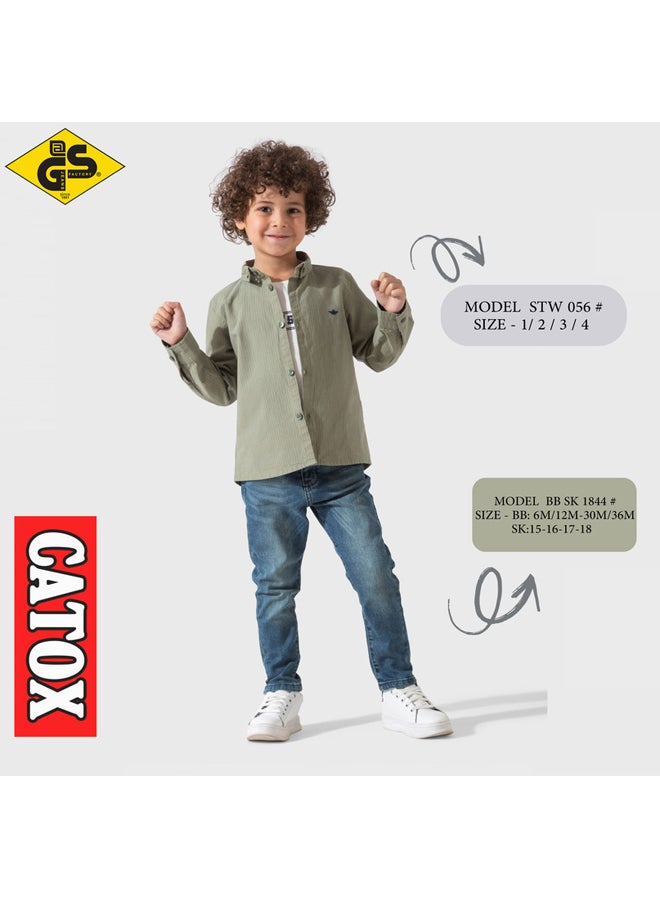 جي@إس قميص كتان صيفي للأولاد مع تيشيرت قطني