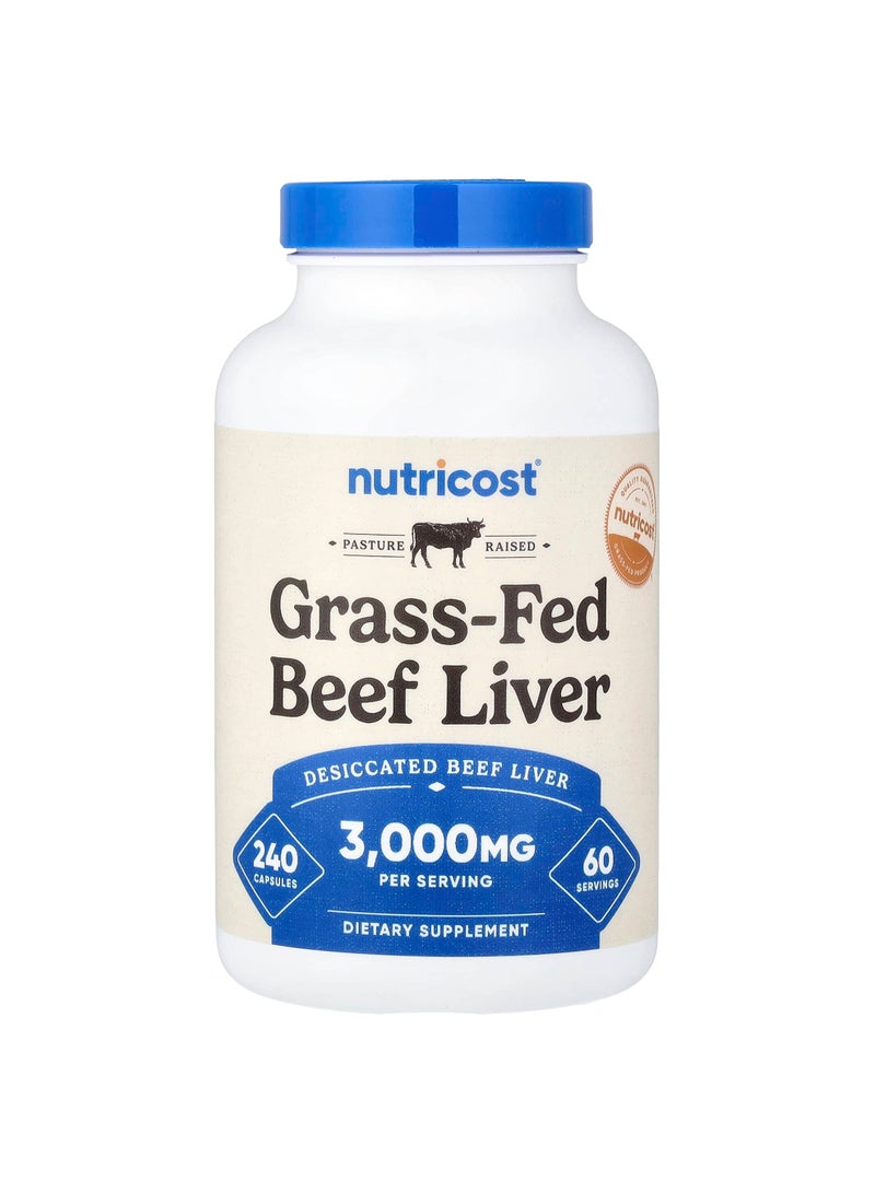 Nutricost Grass-Fed Beef Liver, 3,000 mg, 240 Capsules (750 mg per Capsule)