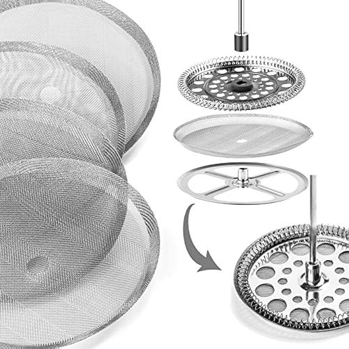 CKANDAY 6 Pack French Press Replacement Filter ScreenReusable Stainless Steel Mesh Filters For Universal 1000 Ml  34 Oz  8 Cup French Press Coffee Makers - Image 3