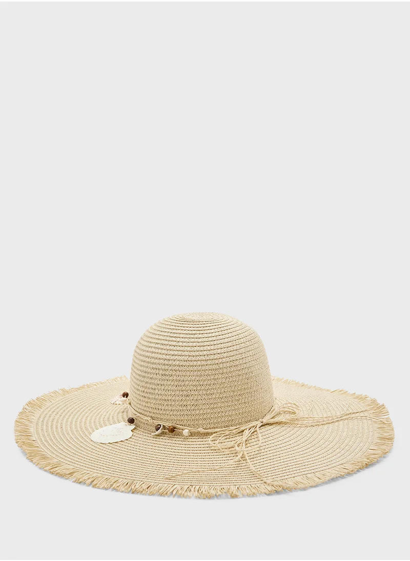 جينجر Shell Charm Wide Brim Hat