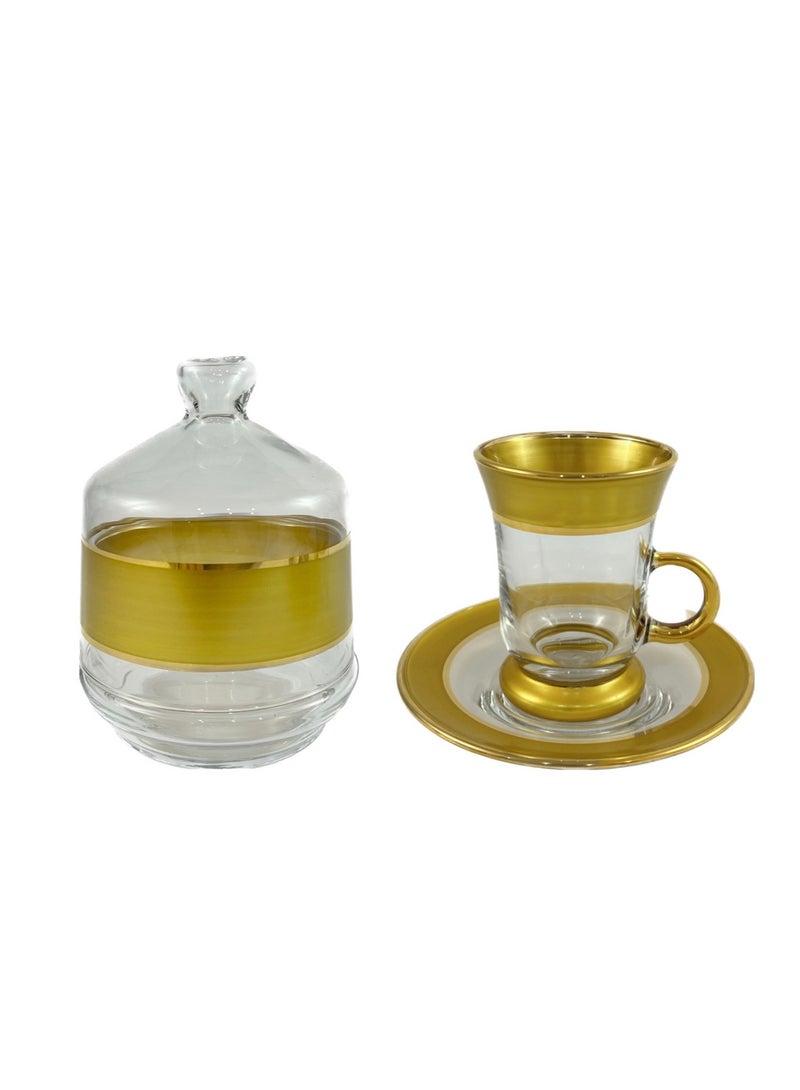 Home Maker طقم شاي زجاجي مكون من 20 قطعة - أكواب شاي وزجاجات شاي وأكواب قهوة وصحون ووعاء سكر بجودة ممتازة - تصميم أنيق للحظات الشاي والقهوة - Image 4