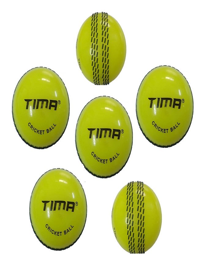 Tima Synthetic Poly Hard Cricket Ball Yellow (Pack of 6 Balls) - Image 2
