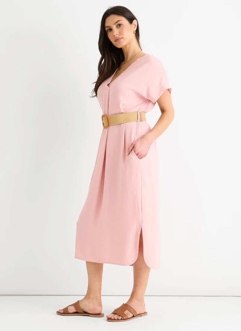Gini London  Blush Air Flow Belted Oversized Dress for Women | Best Price UAE