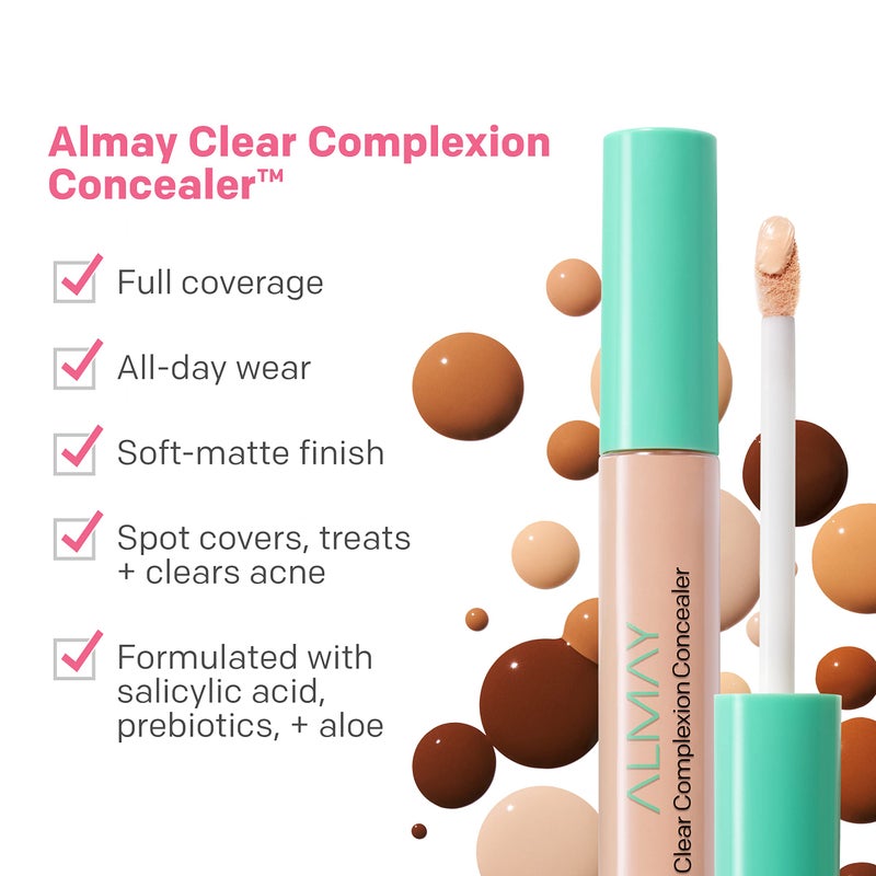 Almay Clear Complexion Acne & Blemish Spot Treatment Concealer Makeup with Salicylic Acid- Lightweight, Full Coverage, Hypoallergenic, Fragrance-Free, for Sensitive Skin, 100 Light, 0.3 fl oz. - Image 3