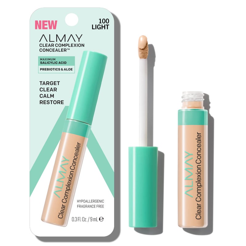 Almay Clear Complexion Acne & Blemish Spot Treatment Concealer Makeup with Salicylic Acid- Lightweight, Full Coverage, Hypoallergenic, Fragrance-Free, for Sensitive Skin, 100 Light, 0.3 fl oz. - Image 1