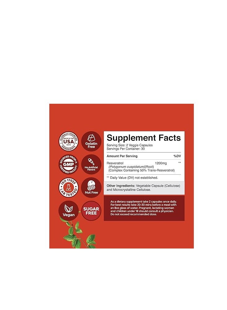 Nature's Craft Resveratrol Antioxidant Support Superfoods 60 Capsules - Image 3