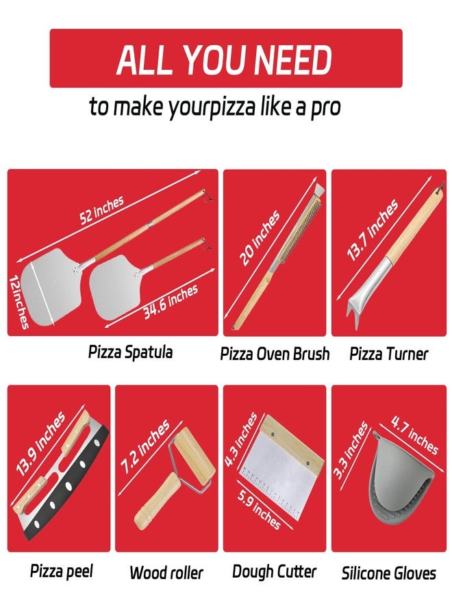 Fortune teller 7PCS Pizza Oven Accessories Kit - Premium Pizza Making Tools Set for Home & Outdoor Ovens - Includes Pizza Peel, Oven Brush, Bubble Popper Turner, Rocker Cutter, Dough Roller & Scraper - Image 2