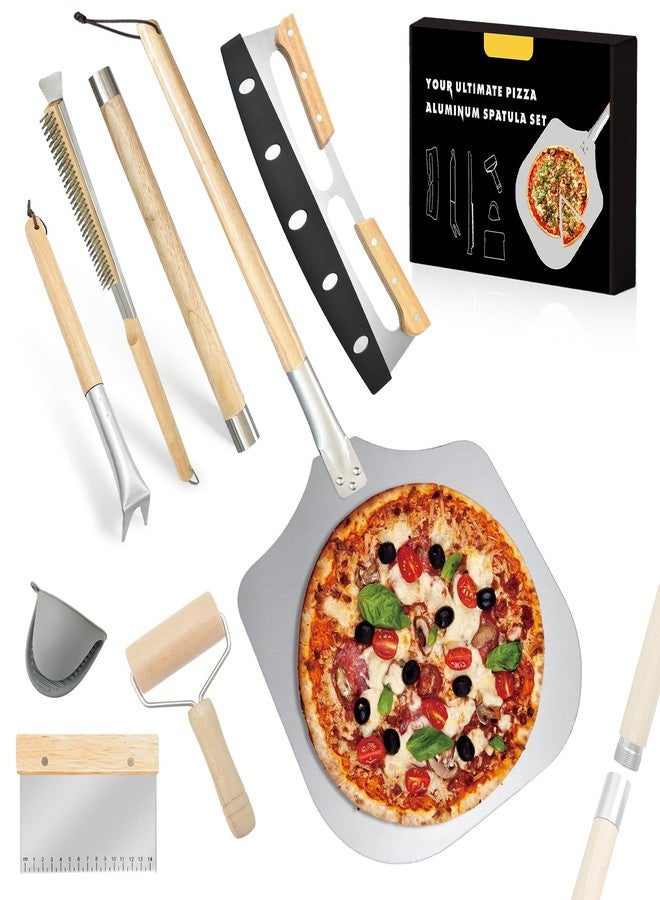 Fortune teller 7PCS Pizza Oven Accessories Kit - Premium Pizza Making Tools Set for Home & Outdoor Ovens - Includes Pizza Peel, Oven Brush, Bubble Popper Turner, Rocker Cutter, Dough Roller & Scraper - Image 1
