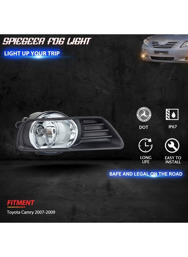 SPIEGEER Fog Lights Assembly for 2007 2008 2009 Toyota Camry Fog Lamps Replacement Kits with Switch & Wiring H11 12V 55W Halogen Bulbs Clear Lens - Image 3