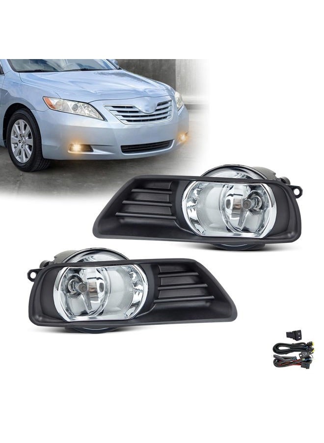 SPIEGEER Fog Lights Assembly for 2007 2008 2009 Toyota Camry Fog Lamps Replacement Kits with Switch & Wiring H11 12V 55W Halogen Bulbs Clear Lens - Image 1