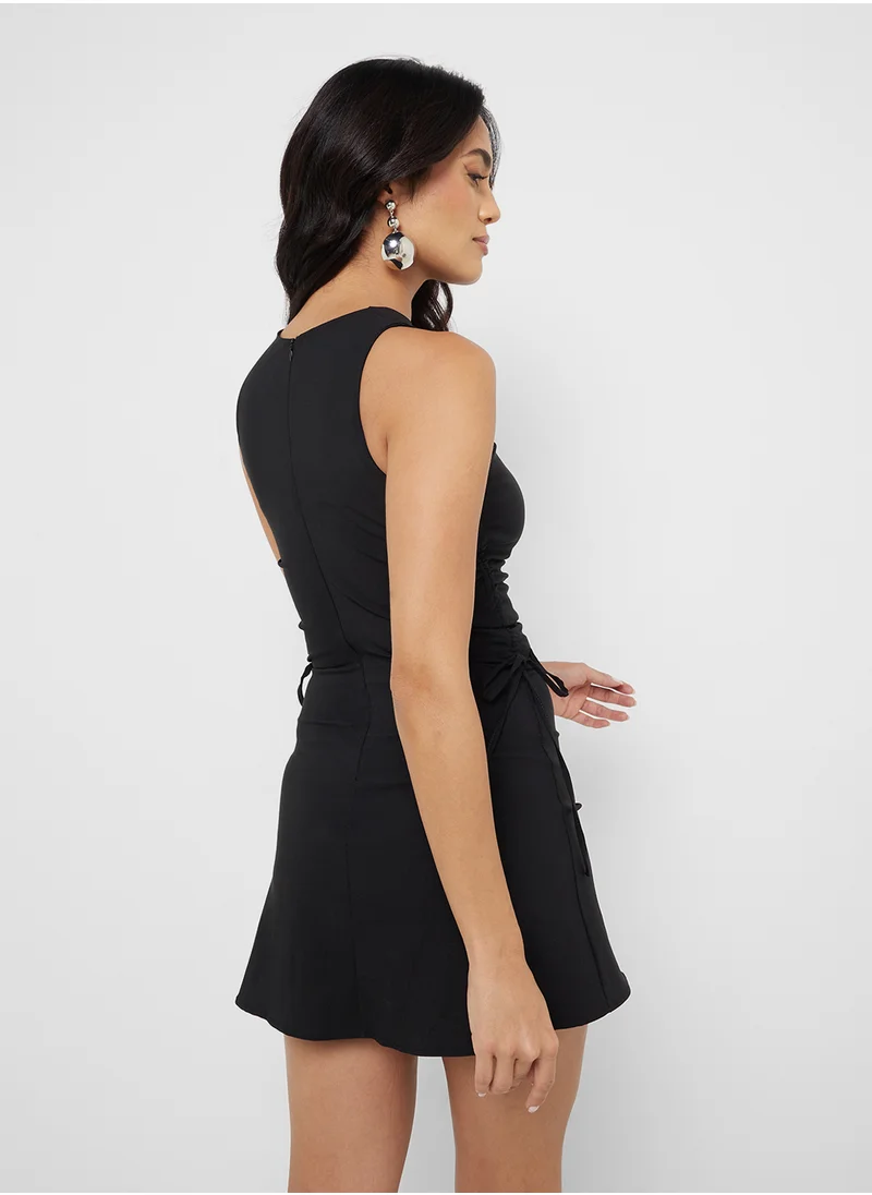 Jaded Rose Knot Detail Sleeveless High Neck Mini Dress