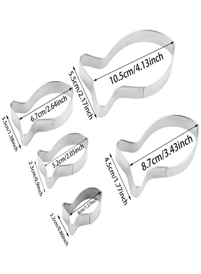 IShang Large Size Fish Shaped Cookie Cutter Set of 5 pcs, Stainless Steel Jesus Fish Fondant Cutters for Baking Clay DIY - Image 3