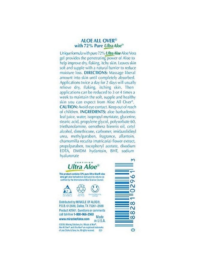 Miracle of Aloe - Aloe All Over 72% Aloe Dry Skin Lotion 3Pack 1 Ounce Tube - Image 1