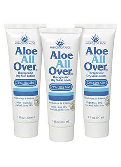 Aloe All Over 72% Aloe Dry Skin Lotion 3Pack 1 Ounce Tube