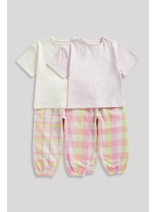 mothercare Pink Check Pyjamas - 2 Pack - Image 1