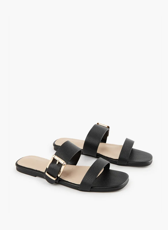 Flora Bella By Shoexpress Buckle Accent Slip-On Flat Sandals