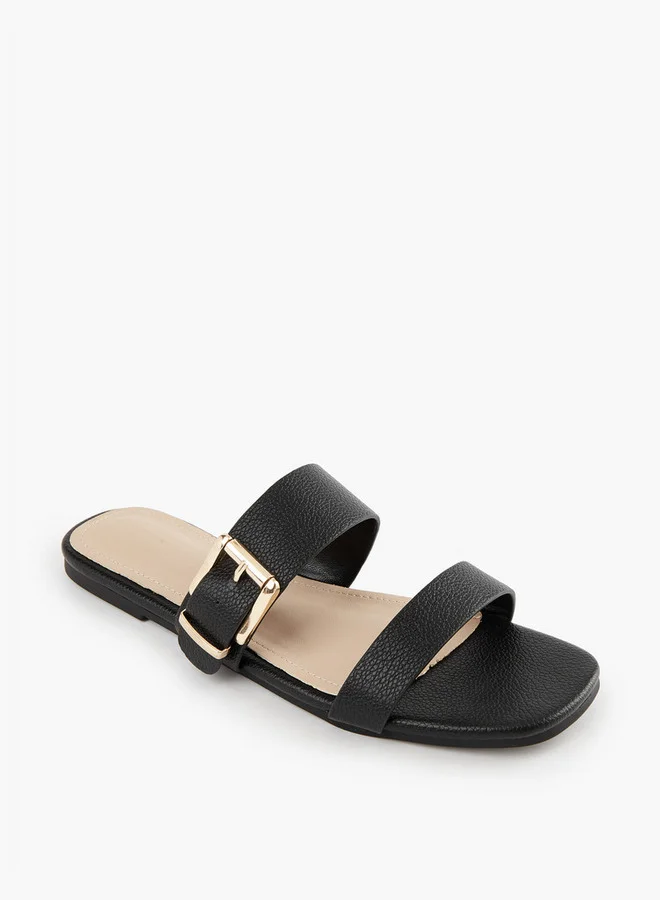 Flora Bella By Shoexpress Buckle Accent Slip-On Flat Sandals