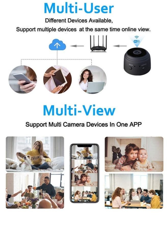 WiFi Mini Magnetic  Wireless Spy Hidden HD 1080P Small Portable Round Camera, Indoor Security Camera, Motion Detection, Instant Notifications Night Vision Camera