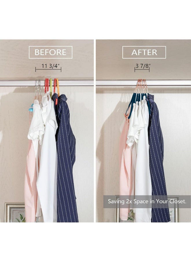 MIZGI MIZGI Premium Velvet Pants Hangers with Clips (Pack of 20) Slim Skirt Hangers- Non Slip Felt Outfit Dress Hangers Teal - Copper/Rose Gold Hooks,Space Saving Shirt Clothes Hangers  - Image 5
