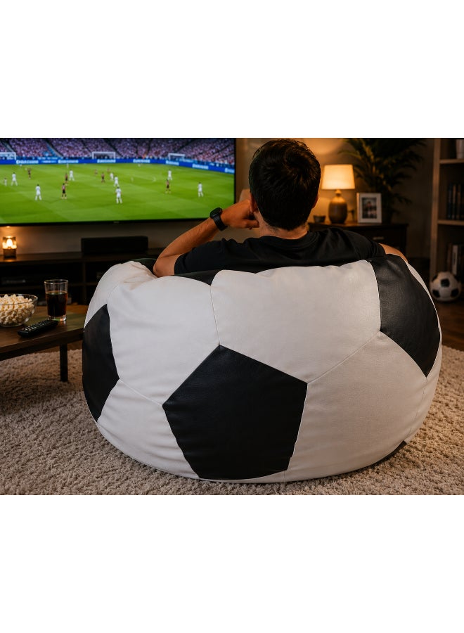 Fatbag Classic Football Style Bean Bag | Black & White Design | Faux Leather | Filled Bean Bag for Kids & Adults - Image 4