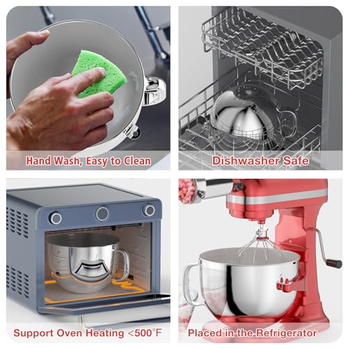 XINCAN 7QT Stainless Steel Mixer Bowl for Kitchenaid Stand Mixers, Kitchen Aid Mixing Bowl for 7QT Lift Mixer with Handle - Image 3