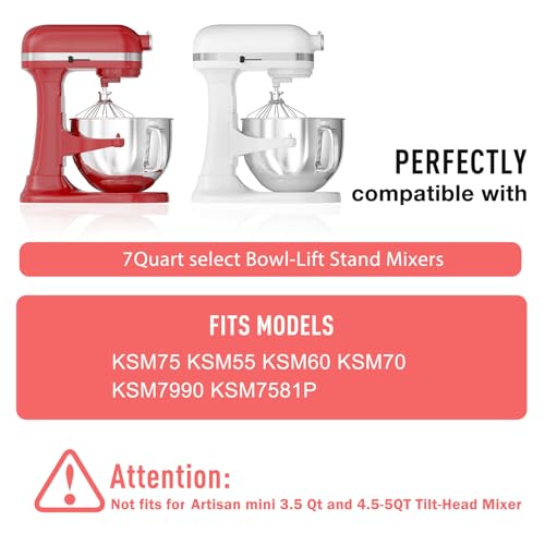 XINCAN 7QT Stainless Steel Mixer Bowl for Kitchenaid Stand Mixers, Kitchen Aid Mixing Bowl for 7QT Lift Mixer with Handle - Image 5