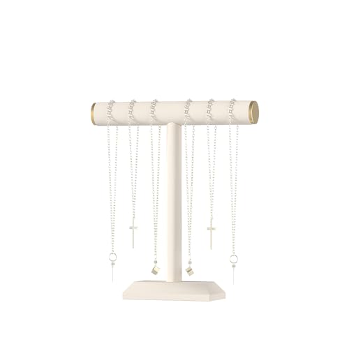 Julysky TBar Necklace Holder StandNecklace Display Stand for SellingNecklace Organizer for WomenNecklace and Bracelet HangerJewelry StandNecklace Storage StandNecklace TreeBeige - Image 1