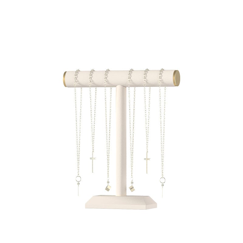 Julysky TBar Necklace Holder StandNecklace Display Stand for SellingNecklace Organizer for WomenNecklace and Bracelet HangerJewelry StandNecklace Storage StandNecklace TreeBeige - Image 2