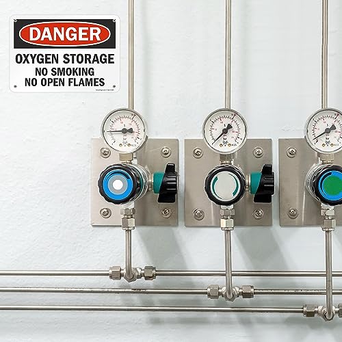 SmartSign - S-5904-PL-10 Danger - Oxygen Storage, No Smoking, Open Flames Sign By | 7" x 10" Plastic - Image 3