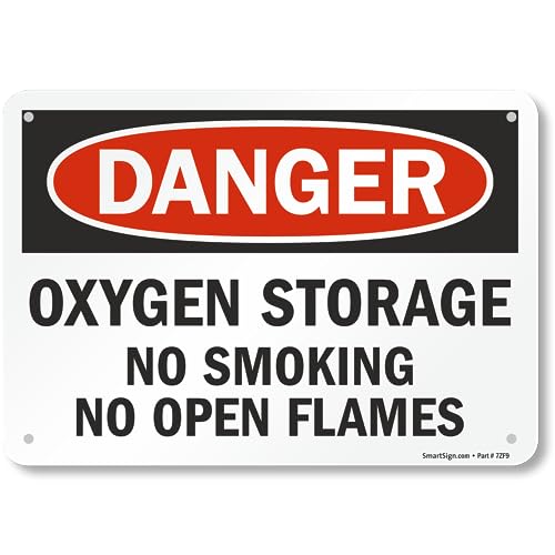 SmartSign - S-5904-PL-10 Danger - Oxygen Storage, No Smoking, Open Flames Sign By | 7" x 10" Plastic - Image 4