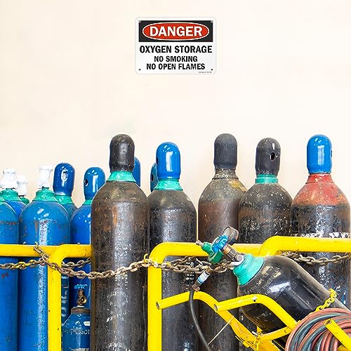 SmartSign - S-5904-PL-10 Danger - Oxygen Storage, No Smoking, Open Flames Sign By | 7" x 10" Plastic - Image 2